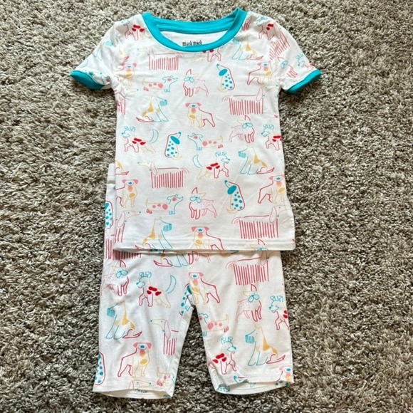 Mick Mack LTD 4T Bamboo Pajama Set Dogs Print Short Sleeve Snug Fit Kids NWT - Picture 1 of 5